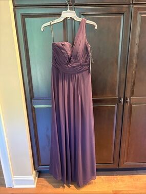 Bill Levkoff One-Shoulder Plum Evening Gown